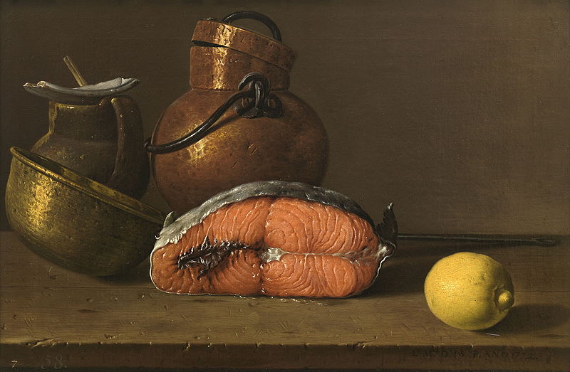 Luis_Melendez,_Still_Life_with_Salmon,Lemon_and_three_Vessels,1772_Museo_del_Prado_Madrid